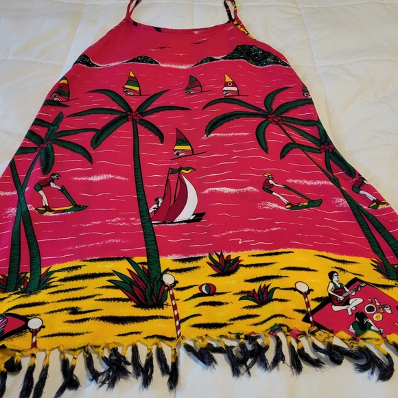 Cocowalk women's size small 100% rayon t-shirt dress with tasseled bottom - Picture 14 of 15